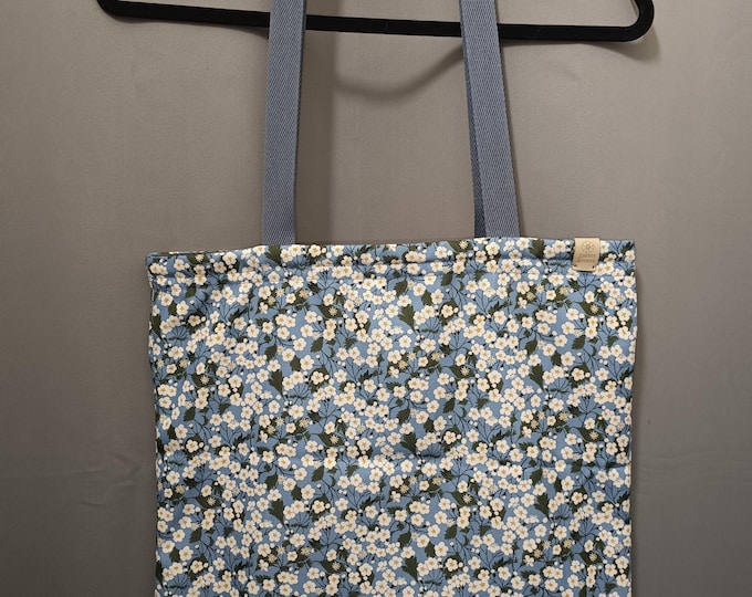 Featured listing image: Liberty Mitsi blue tote bag, large cotton canvas bag
