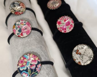Hair elastic with Liberty cabochon, many different models