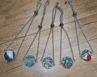 Adjustable stainless steel and Liberty bracelet, 5 unique models