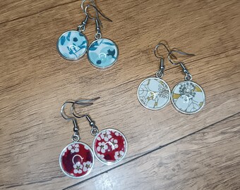 Stainless steel earrings with Liberty inclusion