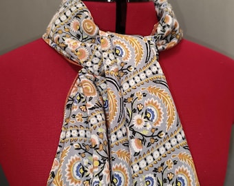 Liberty print scarf in silk crepe de chine with Von Trapp pattern