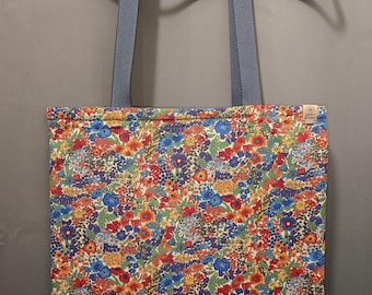 Liberty Margaret Annie rainbow tote bag, large cotton canvas bag