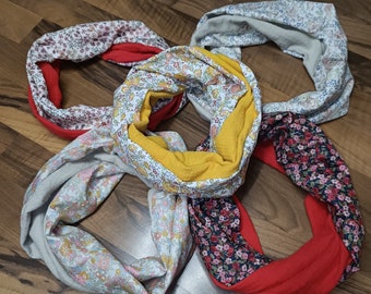 Twisty child's neck warmer snood Liberty and double gauze