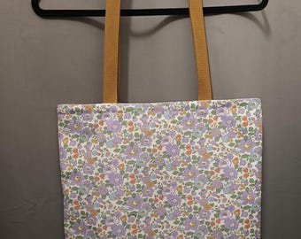 Liberty Betsy mauve tote bag, large cotton canvas bag