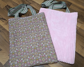 Liberty Moon Flower poplin and corduroy reversible tote bag