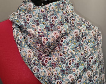 Liberty chiffon scarf, Maria blue floral scarf