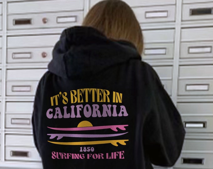 California Surf Company Sweatshirts, Wild Wave Cali Hoodie, Local Surf Hoodies,  Aesthetics Hoodie, Surfing Aesthetic, Shark Surf Crewneck