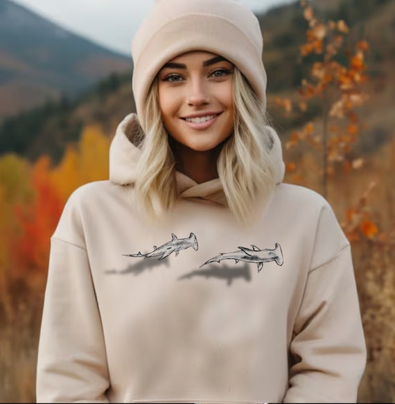 Shark hibiscus sales embroidered mens hoodie