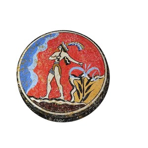 Ceramic Jewel Box Prince with lilies, Minoan, Cretan Souvenirs 5cm