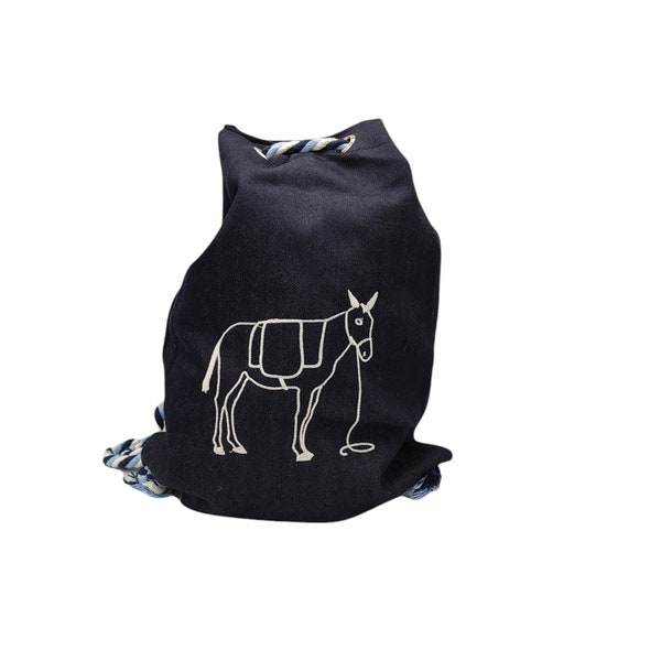 Backpack with Donkey Sampler, a Gift for her, made in Crete, a Gift Idea from Crete, Casual Backpach, Daily Backpack, Travel Backpack