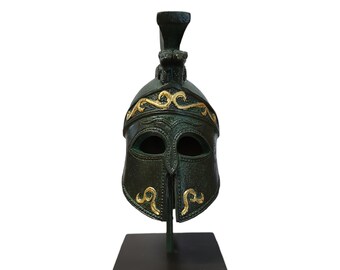 Battle Helmet on base, Greek Souvenir, Home Decor