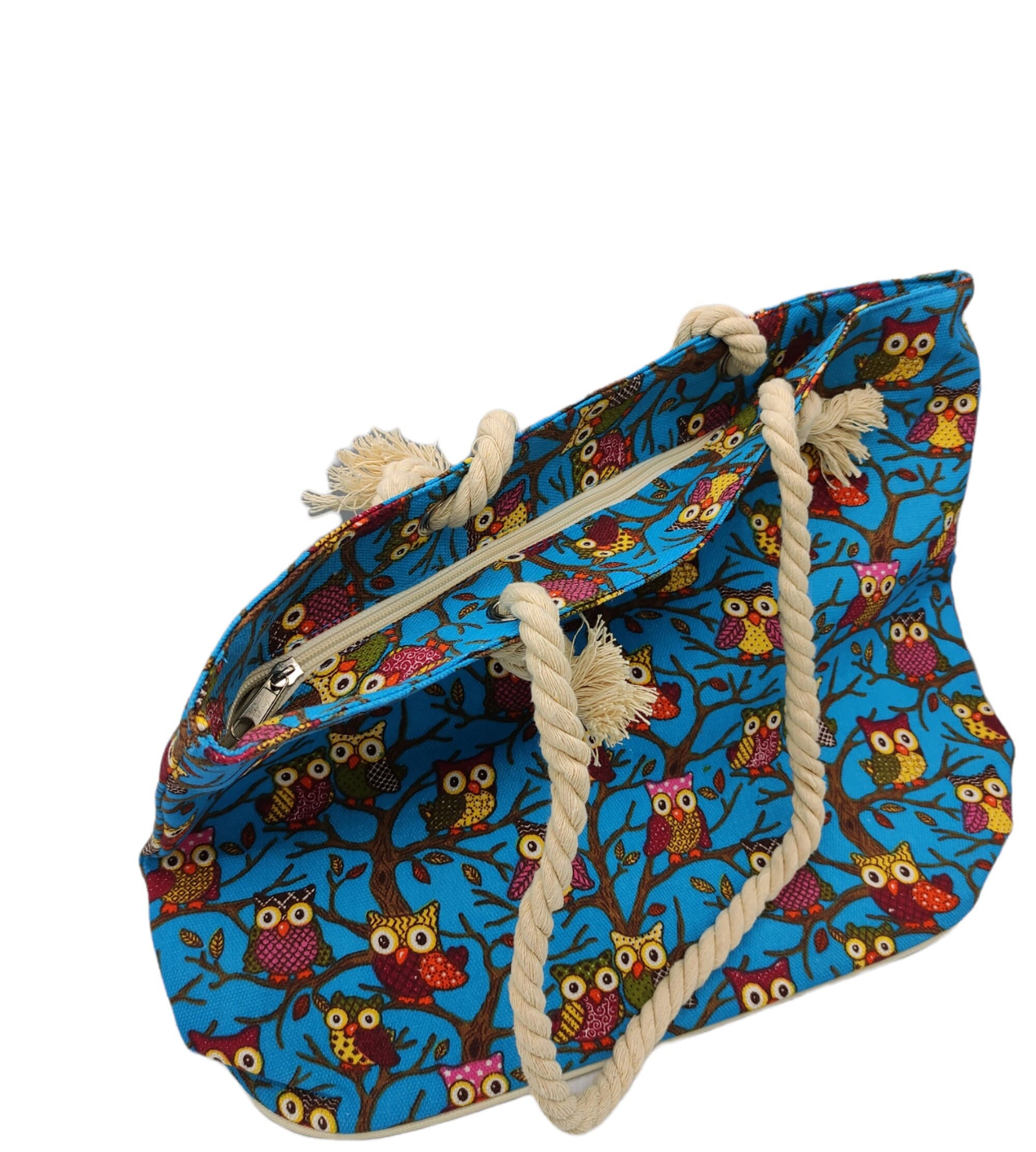 Woman's Hand Shoulder Bag Shopping and Travel Owl Design, Greek Cretan Souvenir 32 cm 12.59 in