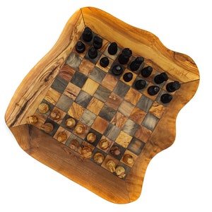 Chess Board with pawns, Wooden Hand made, Greek Olive Wood, a Gift for him, Birthday Gift Idea, Greek Cretan Souvenir