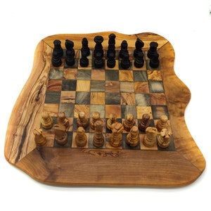 20 Large Olivewood & Wengue Inlaid Wooden Chess Board with 2 Squares