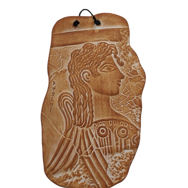 Greek Souvenirs, La Parisienne, Ceramic Wall Hanging, Embossed Board 19 cm 7.48 inches Greek Cretan Souvenir