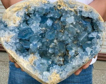 LARGE celestite 31.1LBS heart shaped TOP GRADE museum quality