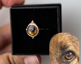 Custom Pet and Person Eye Memorial Ring | Hand-Sculpted Lover’s Eye Keepsake Jewelry