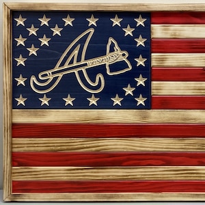 Custom Hand Made Atlanta Braves Wooden Flag