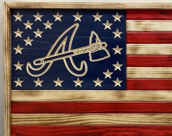 Custom Hand Made Atlanta Braves Wooden Flag