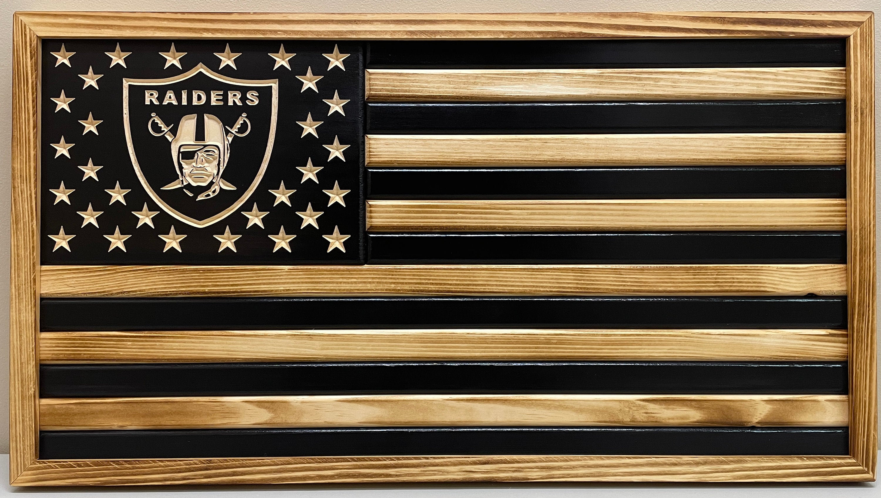 Custom Hand Made Las Vegas Raiders Wooden Flag Etsy