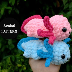 Axolotl Crochet PATTERN, Axolotl Amigurumi Plush, Easy Instant PDF Pattern Tutorial, Axolotl Plushie Pattern