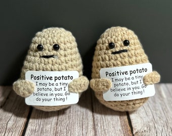 Funny Positive Potato 3 inch, Handmade Knitted Potato Toy Positive Card Cute Wool Positive Potato Crochet Doll Cheer Up Gifts