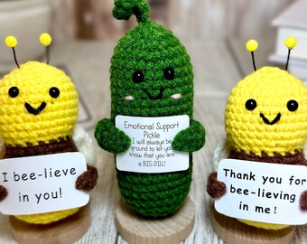 Emotional Support Crochet Bee Plush - Handmade Gift With Thank You Card For Women, Friends, Coworkers - View #4