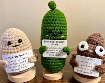 Positive Potato Gift with Stand, Cute Handmade Crochet Positive Potato, Send a Hug, Thinking of You, Cheer Up Gift, Graduation Gift