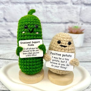 Mini Funny Emotional Support Pickle Gift, Cute Crochet Positive Potato, Send a Hug, Thinking of You, Cheer Up Gifts, Mother’s Day Gift