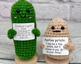 Funny Emotional Support Pickle with Encouragement Card, Positive Potato, Send a Hug, Thinking of You, Cheer Up Gifts, Mother’s Day Gift