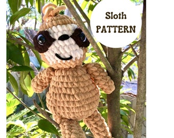 Sloth Amigurumi Pattern, Sloth Crochet Pattern, Sloth Knitting Pattern, Cute Crochet Animal Pattern, Instant Digital Download PDF