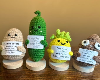 Positive Support Gift, Cute Handmade Crochet Positive Potato, Send a Hug, Thinking of You, Cheer Up Gift, Small Office Gifts