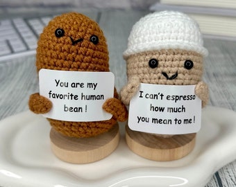 Positive Affirmation Gifts, Crochet Coffee Cup, Knitted Coffee Bean, Desk Buddy, Gifts for Coworkers, Thank You Gift, Gift for Best Friends