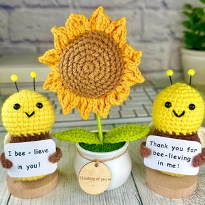Positive Crochet Desk Decor Gifts, Send a Hug, Emmotional Support Gifts, Thinking of You, Birthday Gifts for Friends and Coworkers