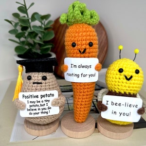 Emotional Support Carrot with Stand, Cute Positive Gifts, Thinking of You Gift, Desk Accessories, Positive Affirmations, Coworker Gifts