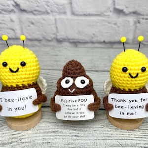 Funny Positive Poo Gift, Desk Companion, Inspirational Gift with Positive Affirmation Card, Funny Gifts for Coworkers, Small Office Gifts