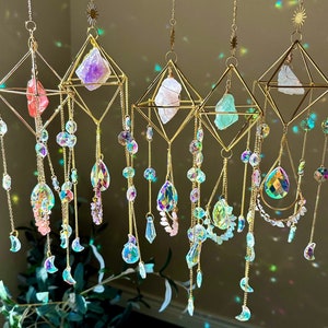 Amethyst Crystal Suncatcher, Rainbow Maker, Window Hanging Decor, Hanging Crystals, Gift for Her, Crystal Prism Suncatcher