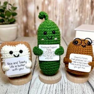 Positive Potato Gifts with Stand, Send a Hug, Handmade Support Pickle, Coworker & Friend Gifts, Thinking of You, Christmas Stocking Stuffer