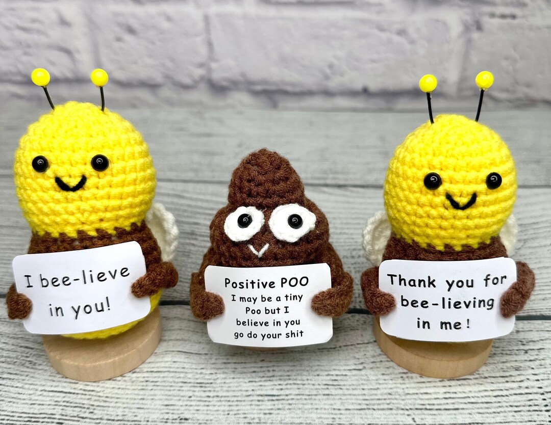 Emotional Support Crochet Bee Plush - Handmade Gift With Thank You Card For Women, Friends, Coworkers - View #3