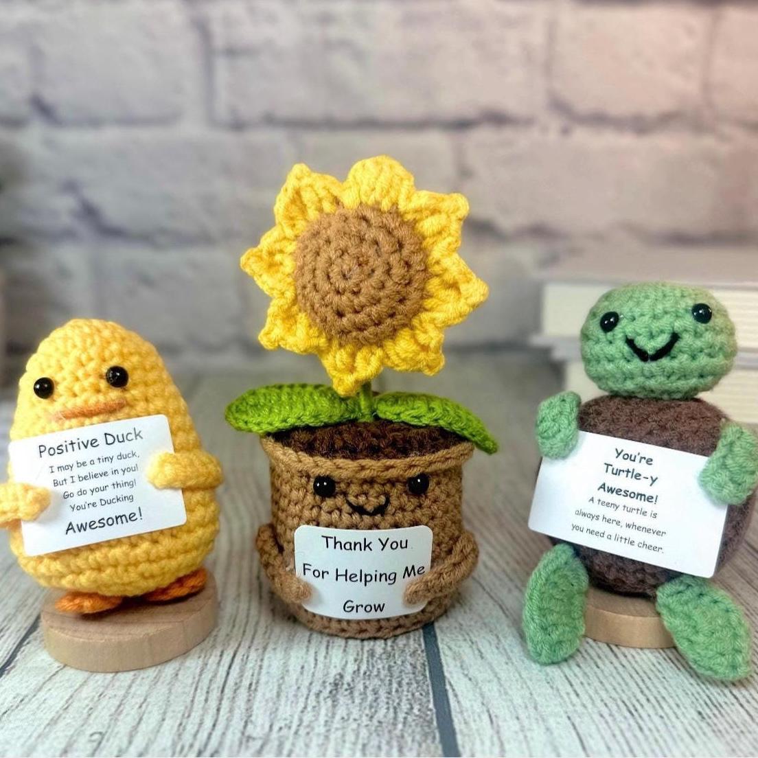 Gifts For Mom Handmade Mini Positive Crochet Animal, Cute Crochet