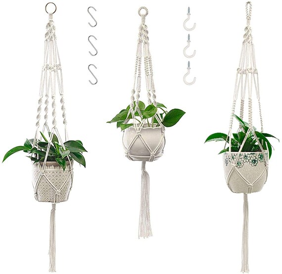 3-Pack Premium Plant Hanger Macrame Hanging Plant Indoor | Etsy