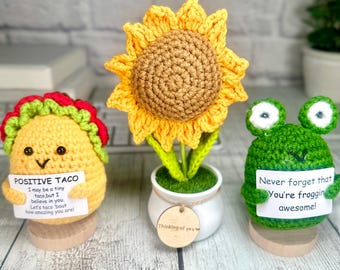 Positive Crochet Gifts, Send a Hug, Office Desk Decor, Supportive Gift, Thank You Gift for Coaches, Teacher Appreciation Gift
