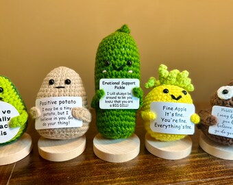 Positive Support Gift, Cute Handmade Crochet Positive Potato, Send a Hug, Thinking of You, Cheer Up Gift, Small Office Gifts