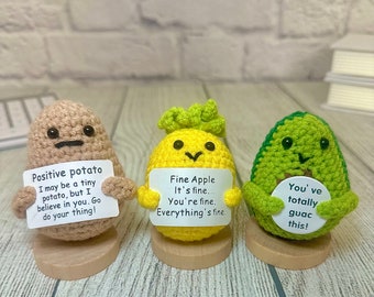 College Student Goodluck Gifts, Mental Health Desk Buddy with Encouragement Card- Emotional Support Crochet Animals