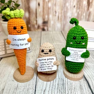 Positive Crochet Gifts for Staff Appreciation, Coworkers, Teachers– Emotional Support Desk Buddy with Encouragement Card