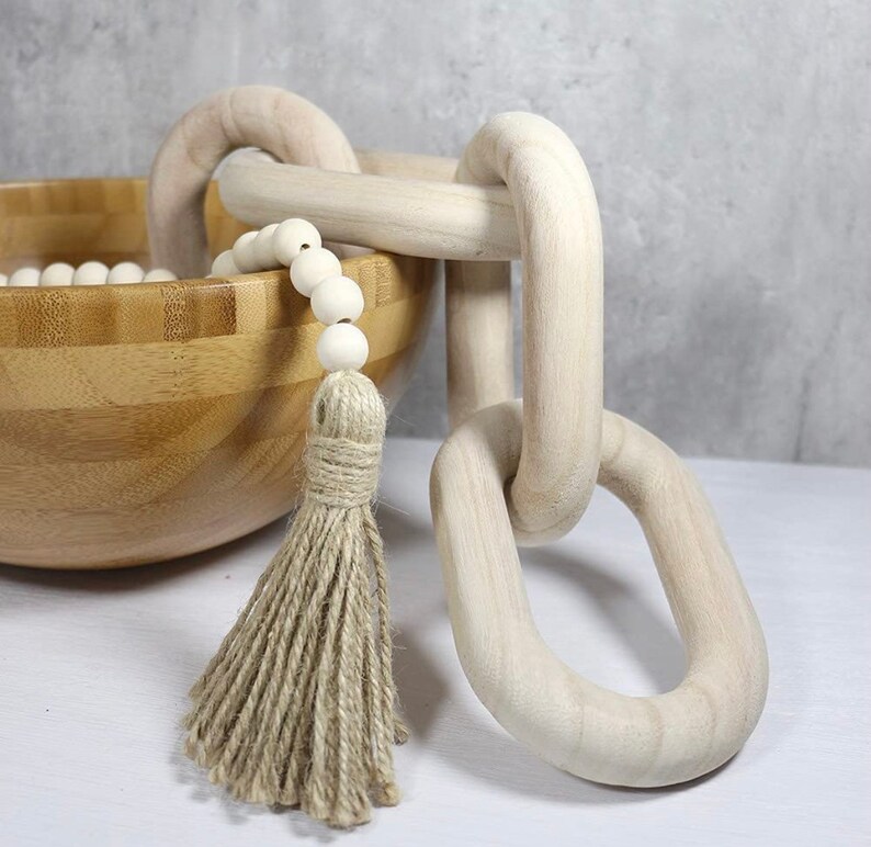 Wood Chain Link Decor Hand Carved Decor for Home Boho Etsy