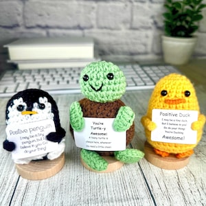 Coworker Support Gifts, Positive Pickle, Mental Health Gifts, Crochet Emotional Support Desk Buddy