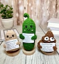 Positive Potato & Emotional Support Pickle, Crochet Animals Vegetables with Stand, Thank You Gifts, Coworker Gift, Easter Basket Stuffers