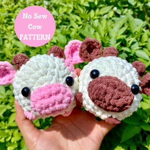 Adorable Baby Cow Crochet PATTERN, Beginner Crochet Mini Cow, Amigurumi Cow Plushie Pattern, Farm Animal Cow Pattern, Instant PDF Download