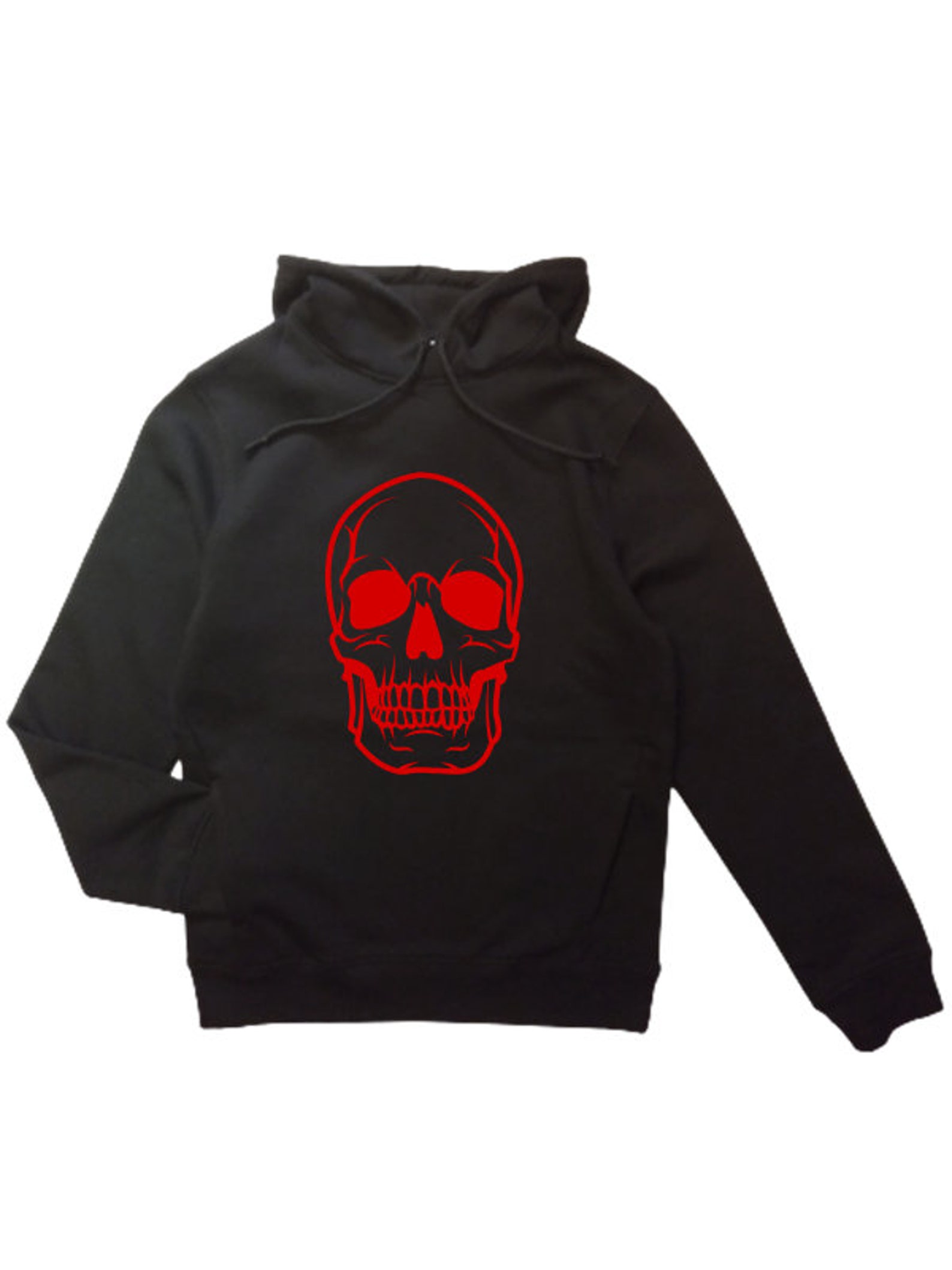 Black Hoodie With White Skull Red Skull Organic Cotton | Etsy